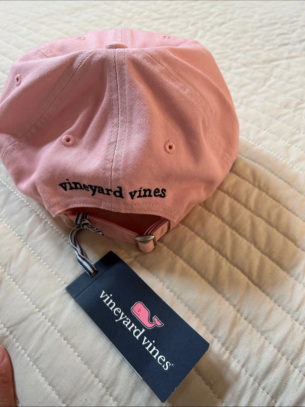 Vineyard Vines Light Pink Hat with Navy Blue Palmetto Tree. Unisex One size. NWT